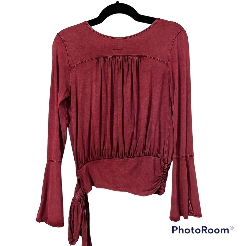 ANTHROPOLOGIE Deletta Sirpo Rust Red Wrap Pullover Bell Sleeve Size XS - Picture 5 of 10
